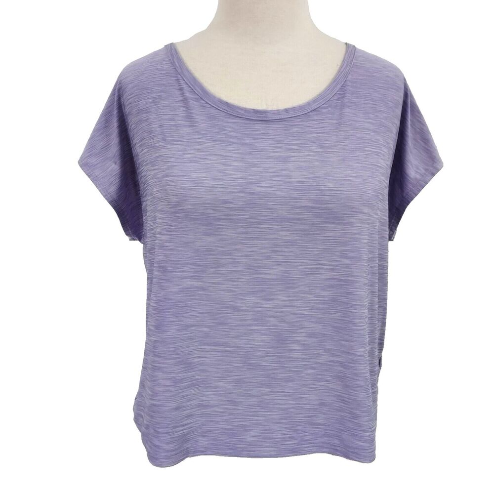 Asics Drawstring Crop Shirt Top Womens Size XL Purple Activewear Fitness Stretch
